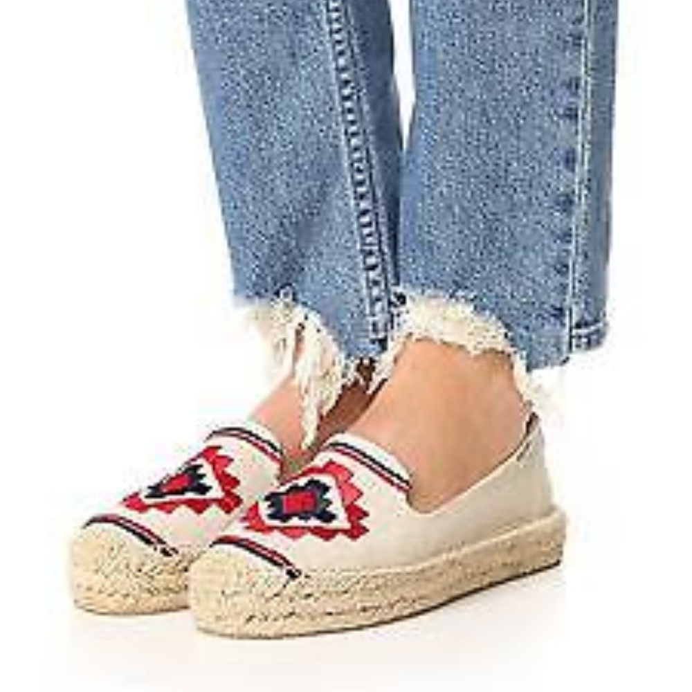 Soludos New Espadrilles Embroidered Slip-On Platform Comfort Flats NIB Sand 🎉HP - Picture 3 of 7